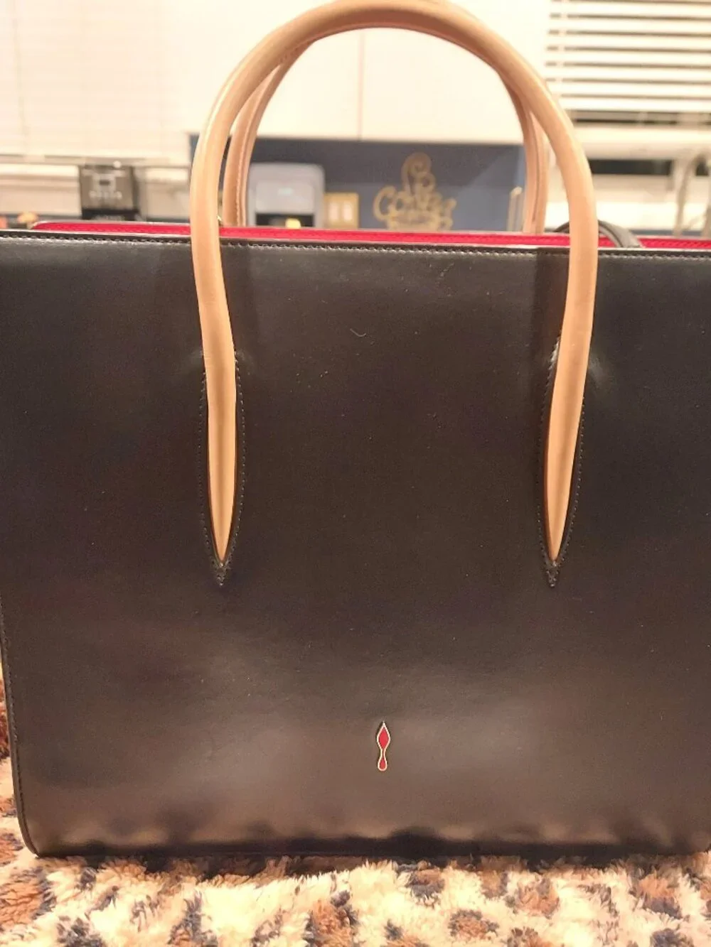 Christian Louboutin Paloma Large Calf Paris / Patent Leopard Spiked Tote